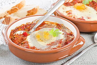 Huevos a la Flamenca (Flamenco Eggs) Stock Photo