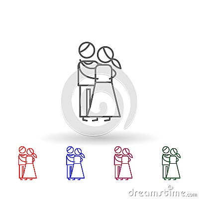 Hug, love, parents multi color icon. Simple thin line, outline vector of family life icons for ui and ux, website or mobile Stock Photo