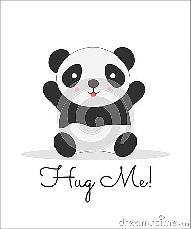 Hug me lettering cartoon vector color postcard Vector Illustration