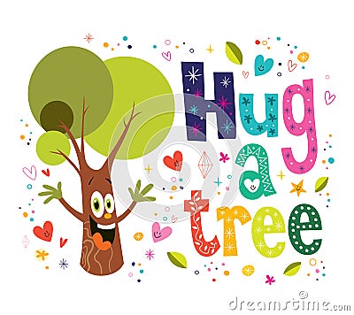 Hug a tree Vector Illustration