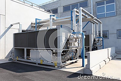 Huge air conditioning unit, central heating and cooling system c Stock Photo