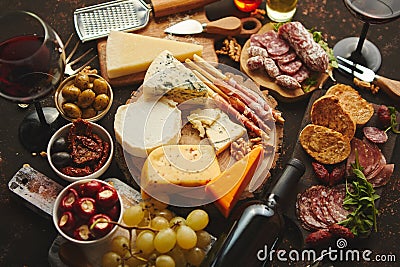Huge assortment of various tasety spanish, french or italian apertizers Stock Photo