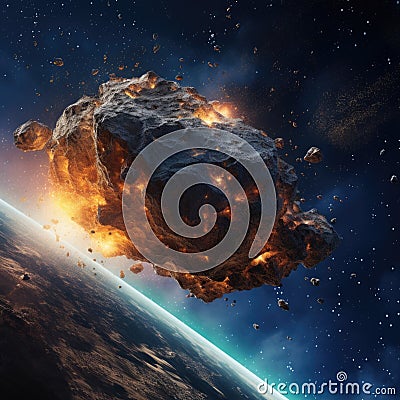 A huge asteroid flying in space Stock Photo