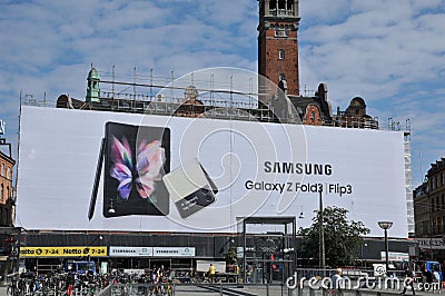 Huge billboard with Samsung Galaxy Z Fald3 Flip3 Editorial Stock Photo