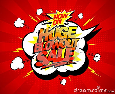 Huge blowout sale pop-art banner Vector Illustration