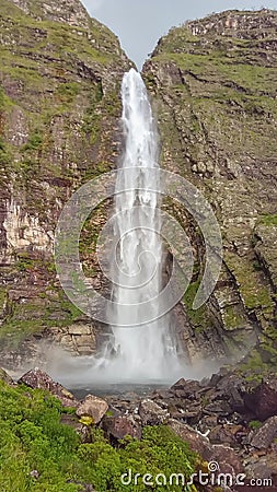 huge Casca Danta waterfall in Serra da Canastra, Minas Gerais, Brazil Stock Photo