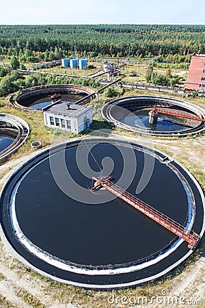 Huge circular sedimentation tank Stock Photo