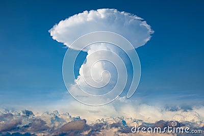 Huge cloud that looks like nuclear explosion. Cumulonimbus cloud is amazing and dangerous natural phenomenon Stock Photo