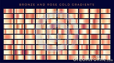 Huge collection of rose gold or copper gradients Vector Illustration