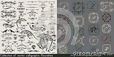 Huge collection or set of vintage vector flourishes Stock Photo