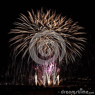 Huge colorful fireworks Stock Photo