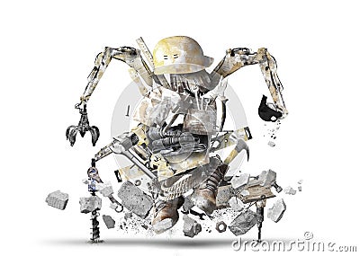 Huge construction robot Stock Photo