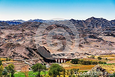Life and Desert in the Silk Road Stock Photo