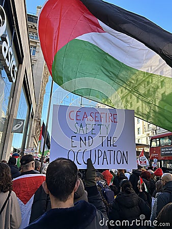 Huge crowds marched through the British capital on Saturday, as pro-Palestinian supporters Editorial Stock Photo