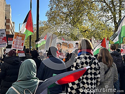 Huge crowds marched through the British capital on Saturday, as pro-Palestinian supporters Editorial Stock Photo