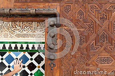 A huge door from inside the Alhambra palace Stock Photo