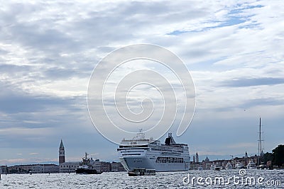 Huge ferry sailing in Venezian lagoon, Italy Editorial Stock Photo