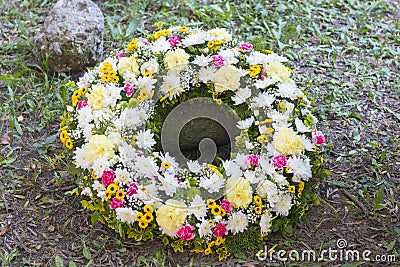 Huge funeral wreath Stock Photo