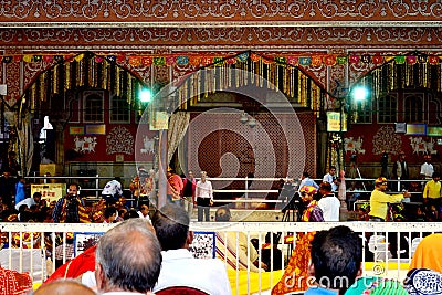 Huge gathering of lord Krishna devotees in sri govind devji temple Jaipur Rajasthan India Editorial Stock Photo