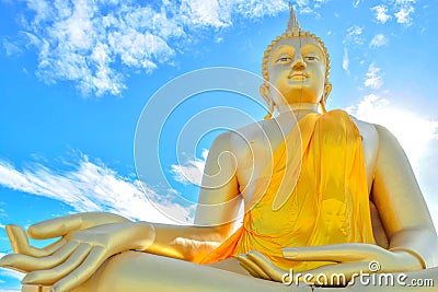 Huge golden Buddha Stock Photo