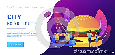 Street food concept landing page. Vector Illustration