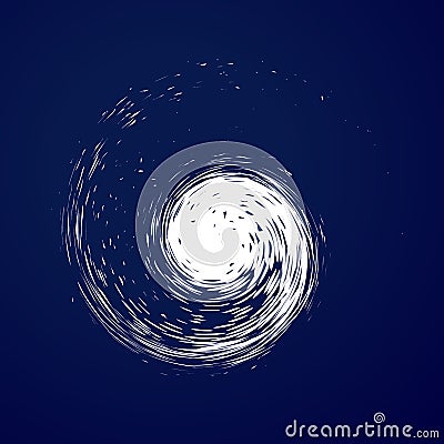 Huge hurricane, tornado, typhoon, white swirl clouds, twister on blue sea background top view. Danger cyclone vector Vector Illustration