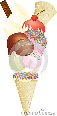 Huge ice cream Vector Illustration