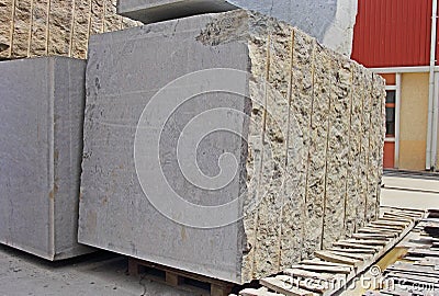 Huge Indian Granite Blocks for Making Flooring Slabs Stock Photo