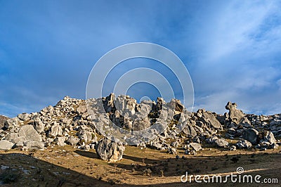 Huge limestone boulders, megalith rock formations in New Zealand Stock Photo