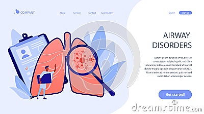 Lung cancer concept landing page. Vector Illustration