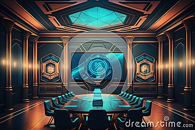 Huge main meeting room. Generative AI Stock Photo