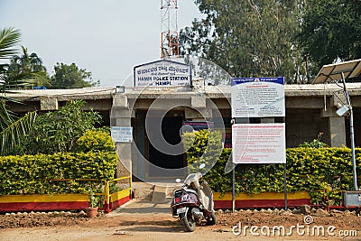 A Police Station at the ancient ruined market place of Vijayanagara empire , Hampi, Karnataka,India. Editorial Stock Photo