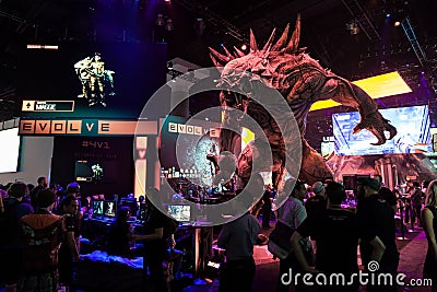 Huge monster at evolve booth at E3 2014 Editorial Stock Photo