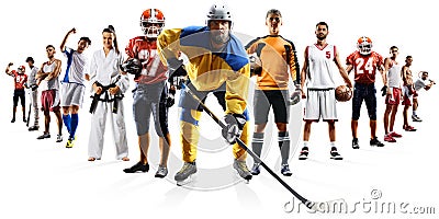 Huge multi sports collage soccer basketball football hockey baseball boxing etc Stock Photo