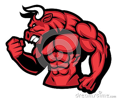 Huge muscle of red bull Vector Illustration