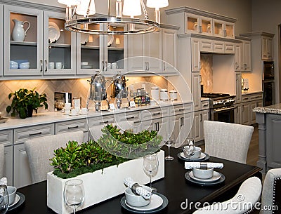 Huge new kitchen and dining room Stock Photo