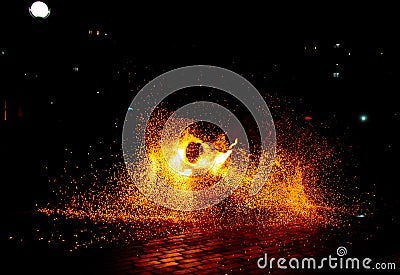 A huge number of sparks in the night Stock Photo