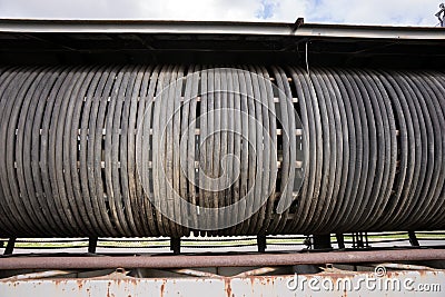 Huge old electric cable reel Stock Photo