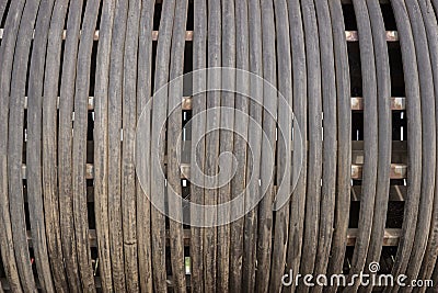 Huge old electric cable reel Stock Photo