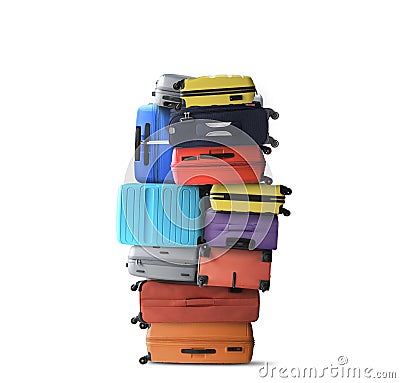 Huge pile of suitcases Stock Photo