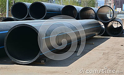 Huge pipes for heating, oil and gas Stock Photo