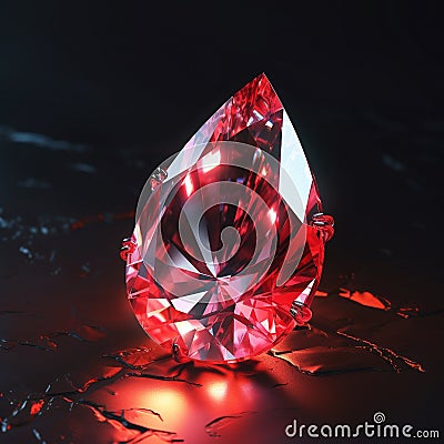 A huge red glowing gem on dark background generative AI Stock Photo