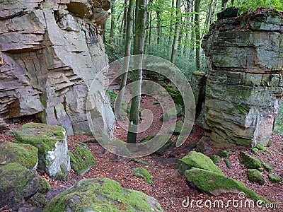 Rocks on the Mullerthal Trail in Berdorf, Luxembourg Stock Photo
