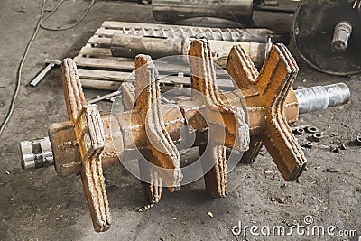 Huge rusty auger for the coal industry Stock Photo