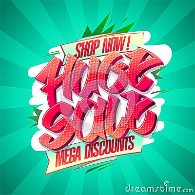 Huge sale mega discounts banner design Vector Illustration