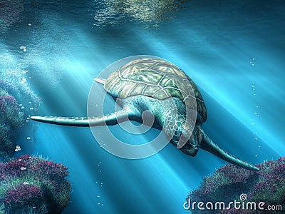 The Sea Turtle Cartoon Illustration