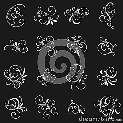 Huge set or collection of vector filigree flourishes for design Vector Illustration