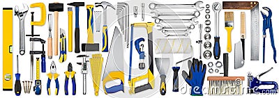 Hand tools set collection Stock Photo