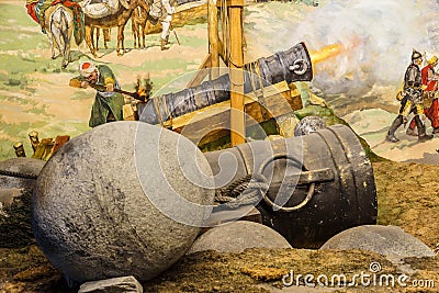 Huge siege cannon used in the final assault Stock Photo