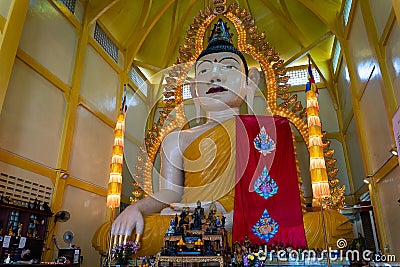 Huge statue of the Buddha in the Sakya Muni Buddha Gaya Temple, Singapore Stock Photo